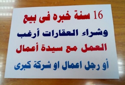 ارغب العمل مع سيده اعمال او رجل اعمال او شركه كبرى اوتحصيل عقارات